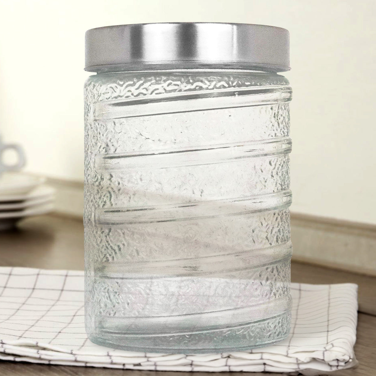 Frasco Texturizado de Vidrio con Tapa, 1200 ml