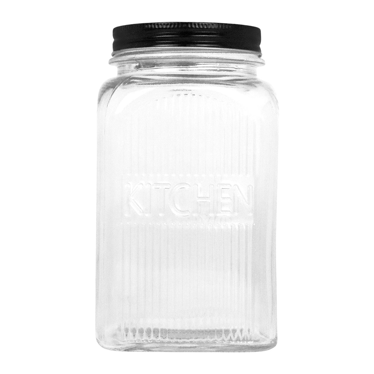 Frasco Texturizado de Vidrio con Tapa Negra, 1200 ml