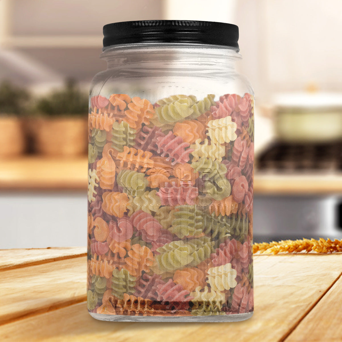 Frasco Texturizado de Vidrio con Tapa Negra, 1200 ml