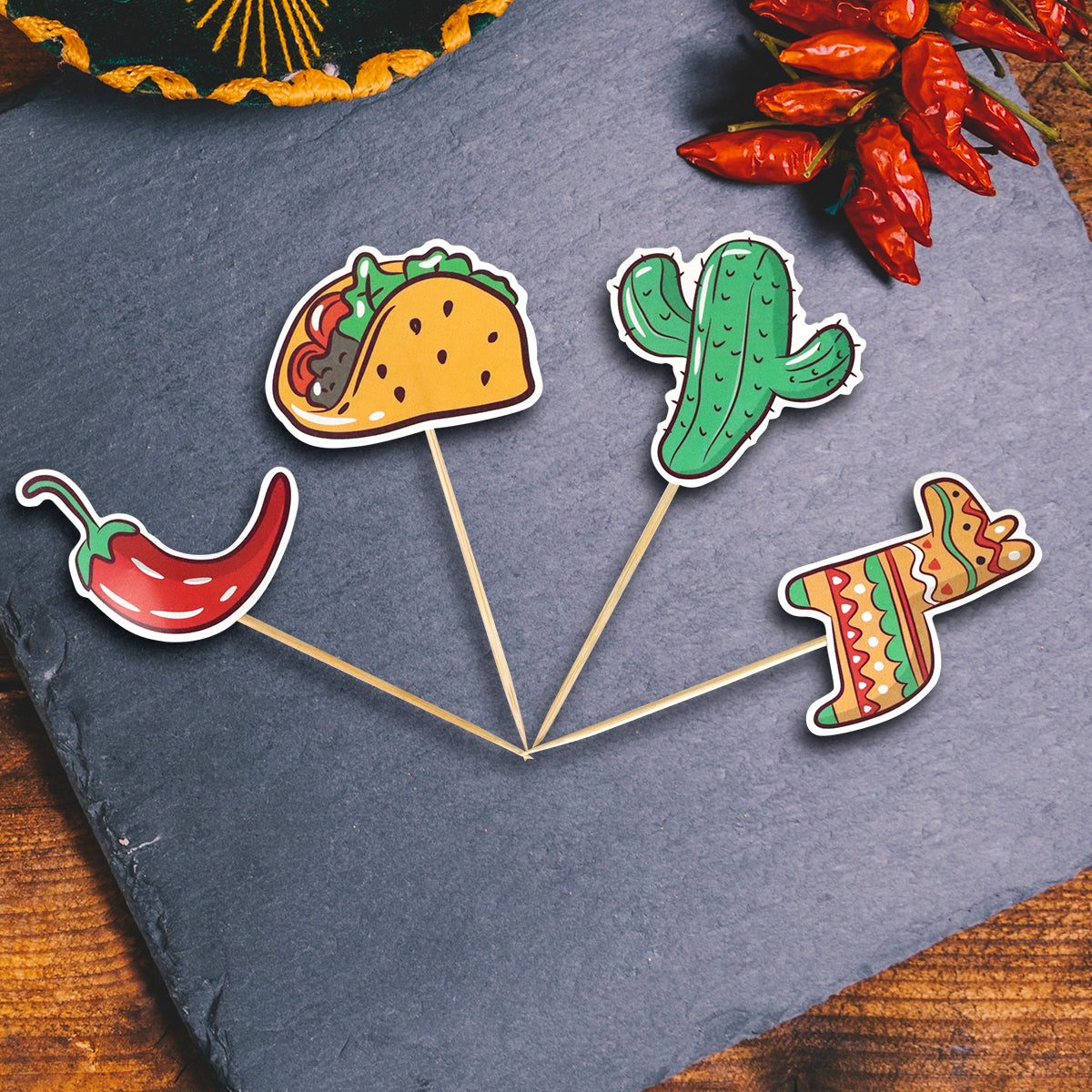 Palitos Botaneros, Diseño Fiestas Patrias, 4 pzas