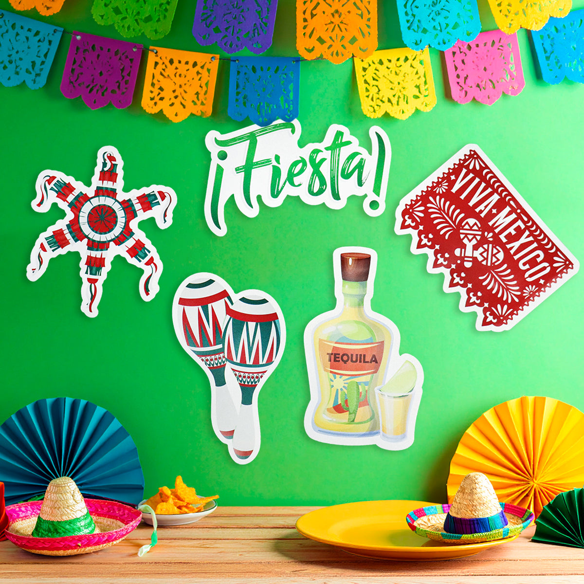 Decoración Colgante de Papel, Fiestas Patrias, 5 pzas