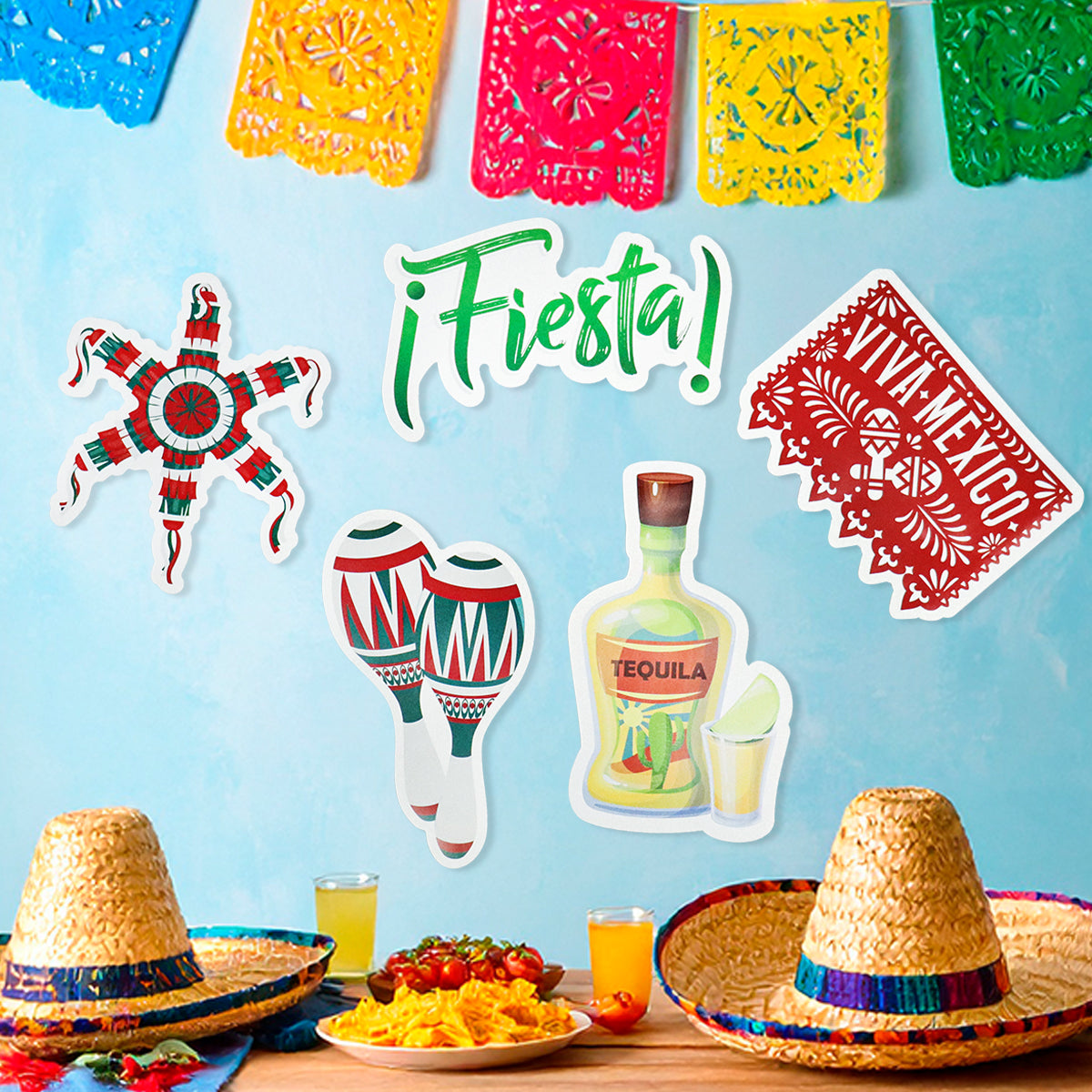 Decoración Colgante de Papel, Fiestas Patrias, 5 pzas