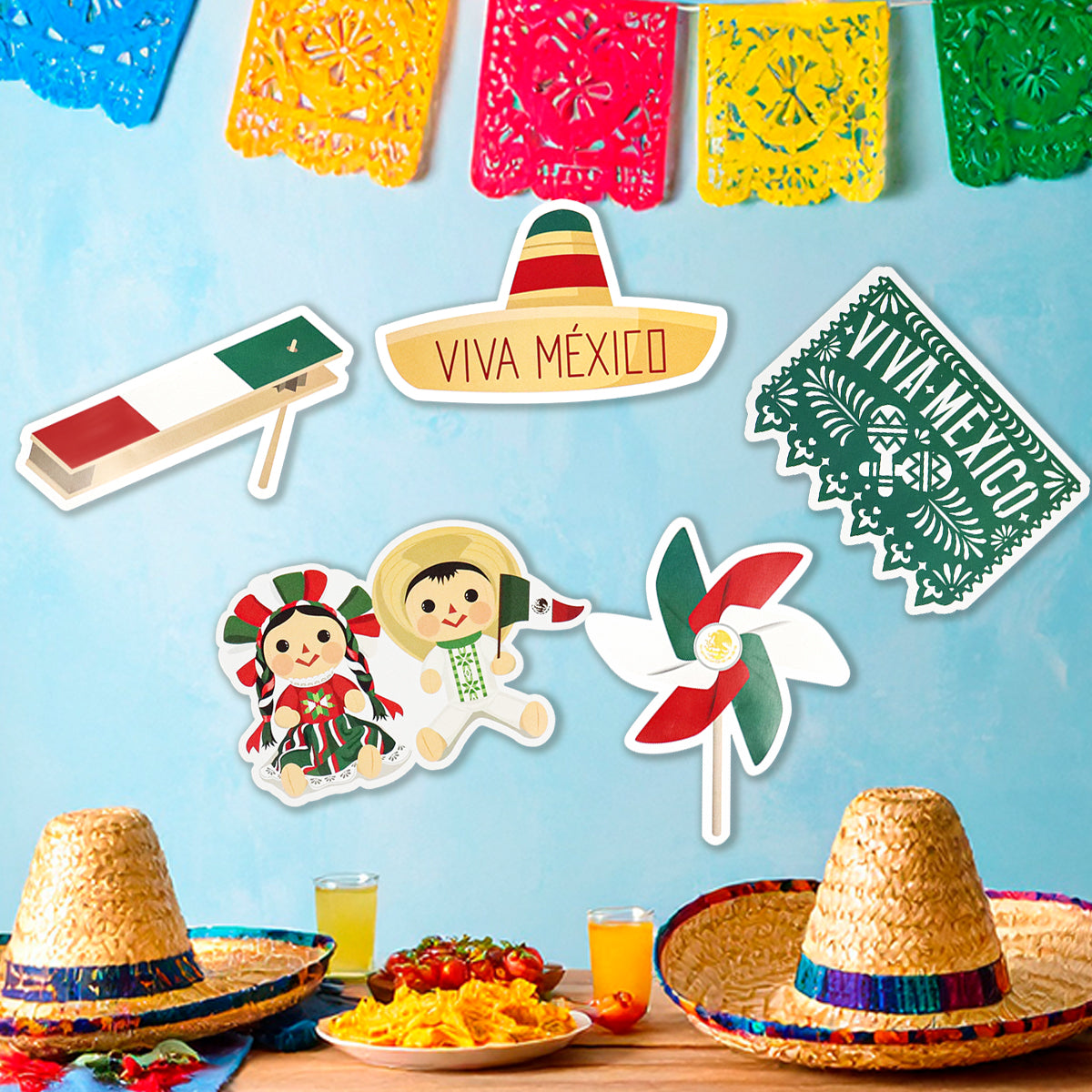 Fiestas Patrias, Decoración Colgante de Papel, 5 pzas