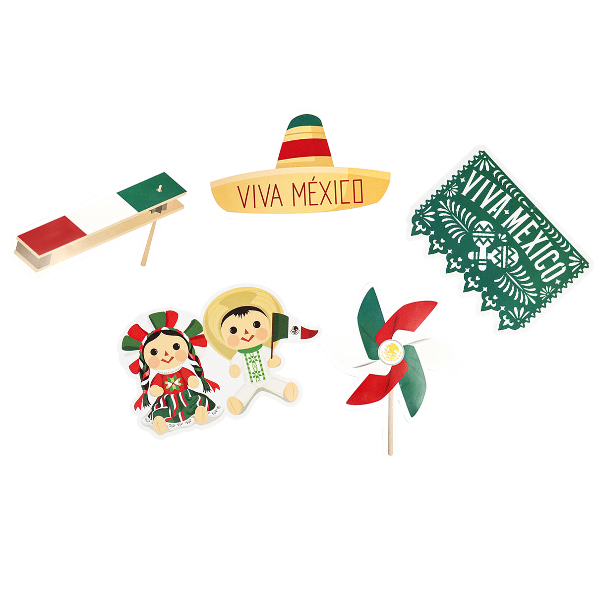 Fiestas Patrias, Decoración Colgante de Papel, 5 pzas