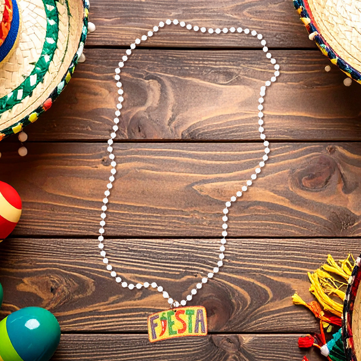 Collar con Decoración "Fiesta", Color Blanco