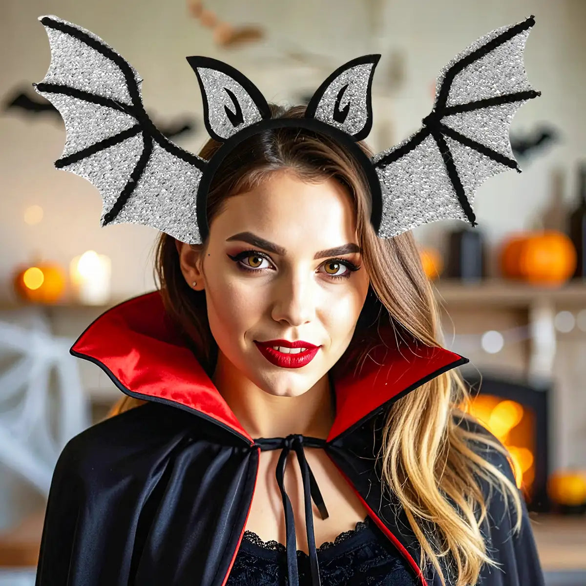 Diadema de Murciélago, Halloween, Color Plata