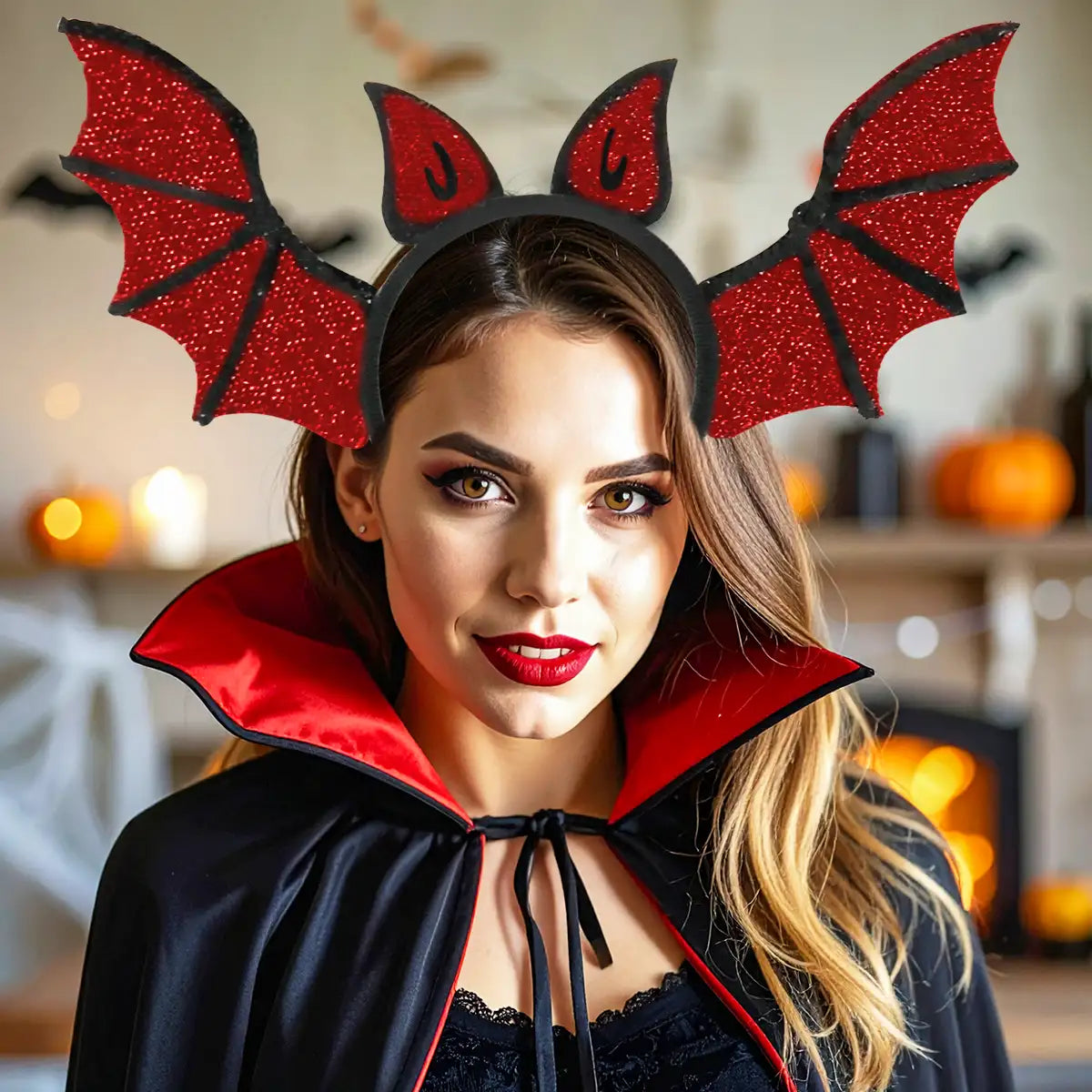 Diadema de Murciélago, Halloween, Color Rojo