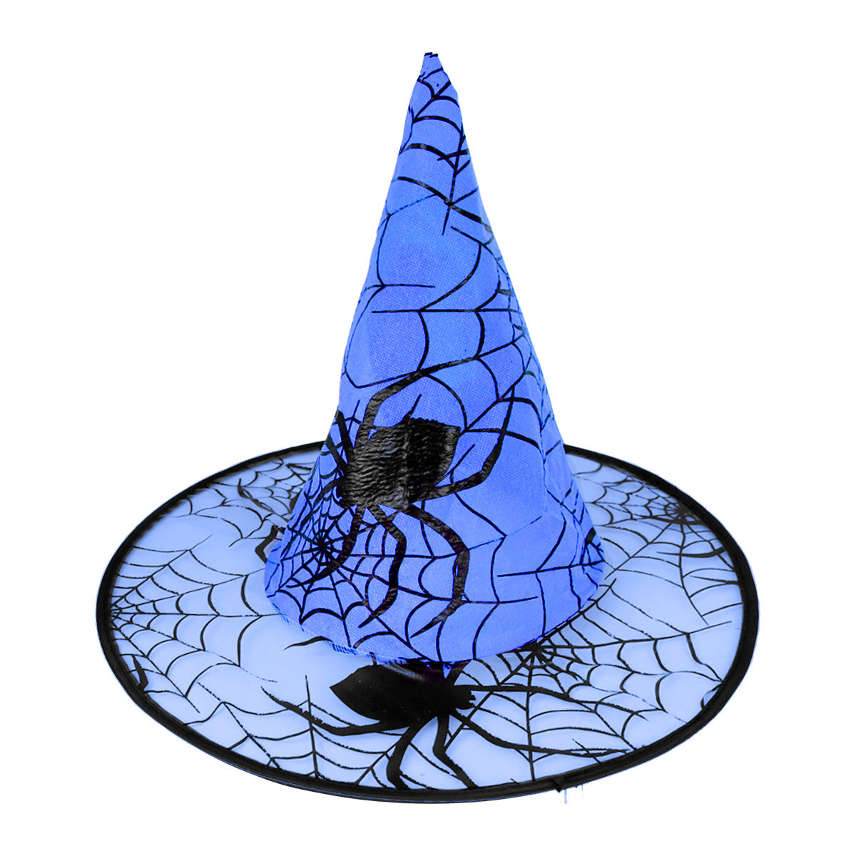 Sombrero de Bruja, Disfraz, Diseño Telaraña, Color Azul