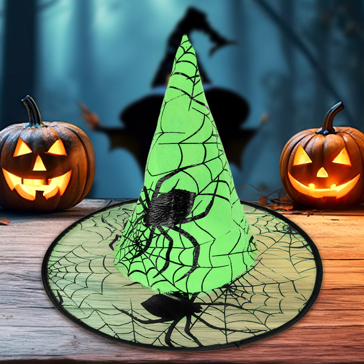 Sombrero de Bruja, Disfraz, Diseño Telaraña, Color Fosforescente