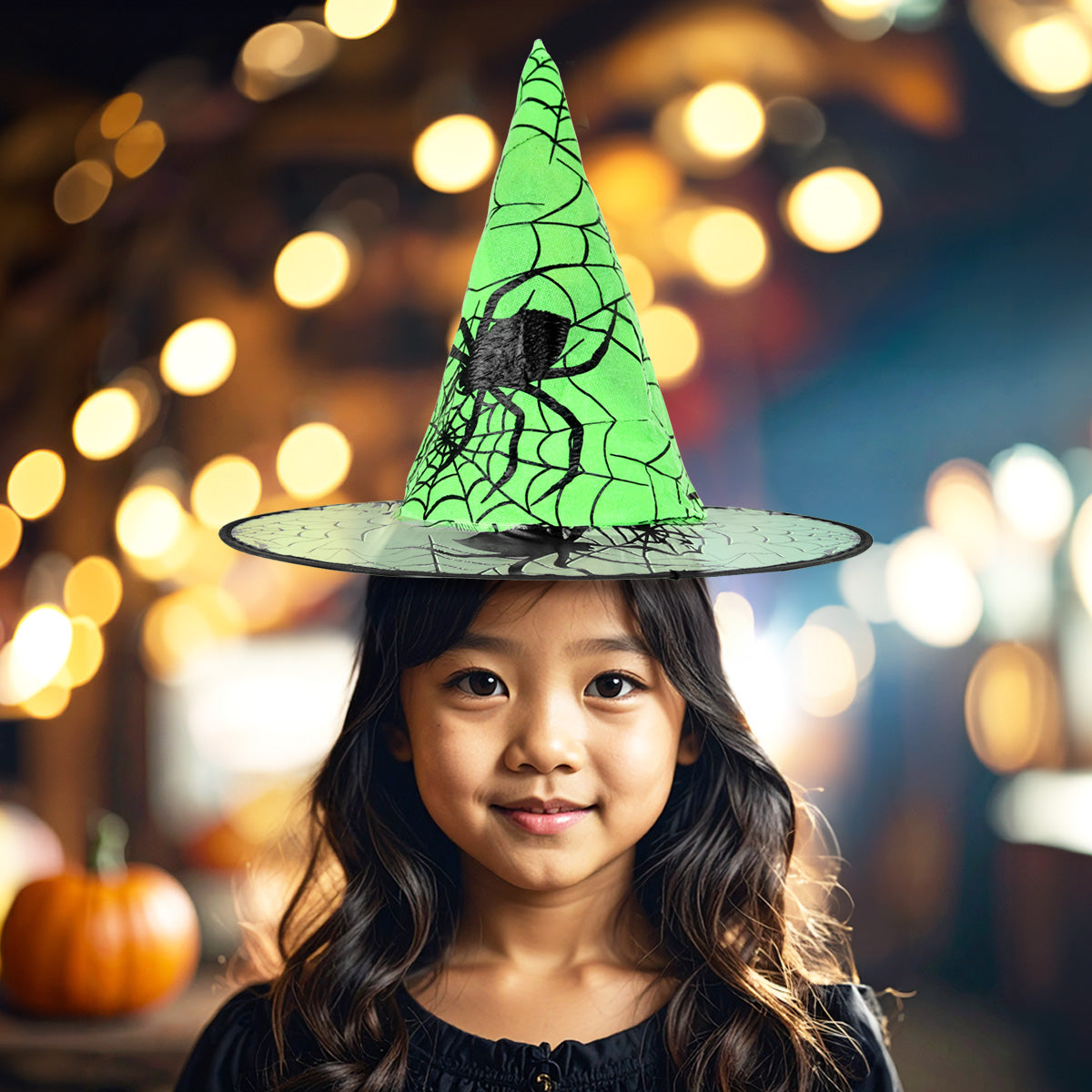 Sombrero de Bruja, Disfraz, Diseño Telaraña, Color Fosforescente