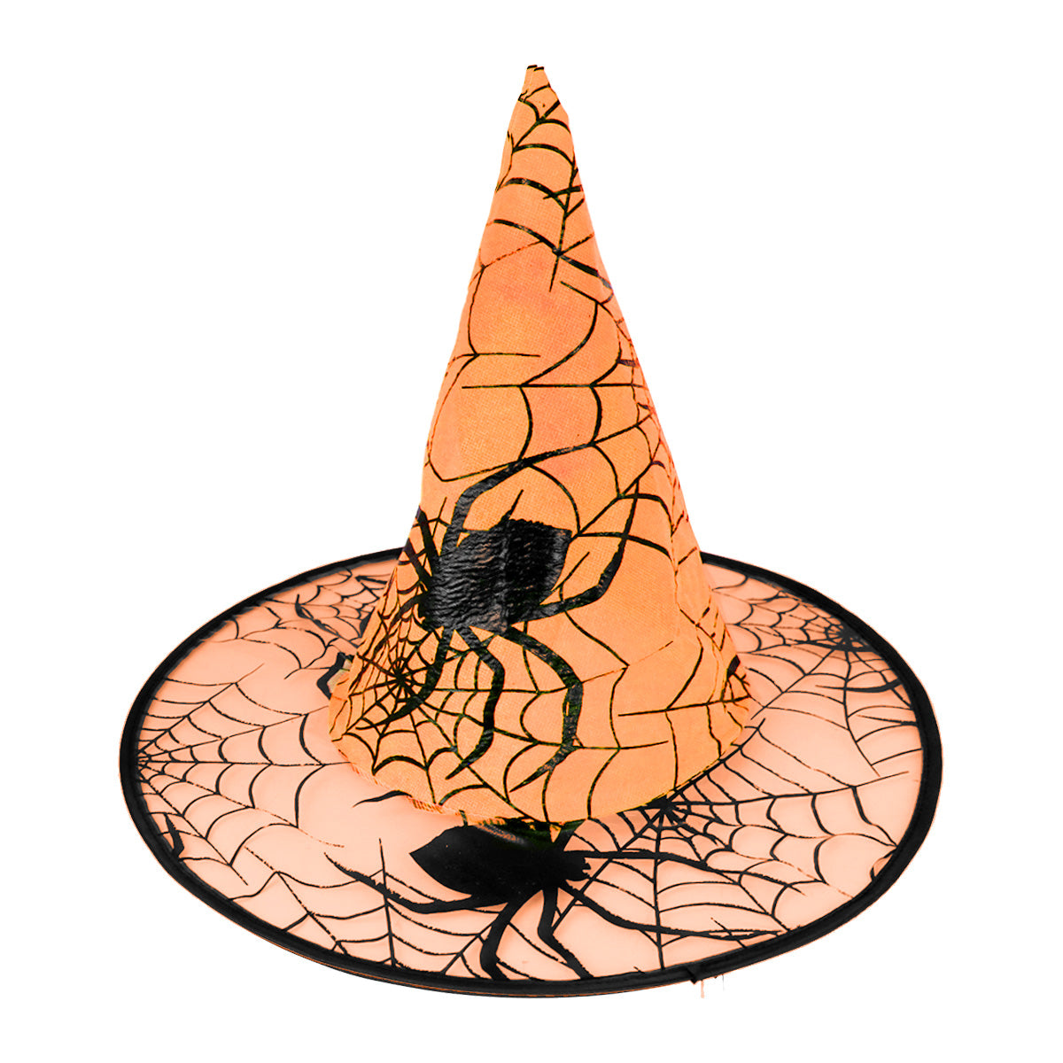 Sombrero de Bruja, Disfraz, Diseño Telaraña, Color Naranja