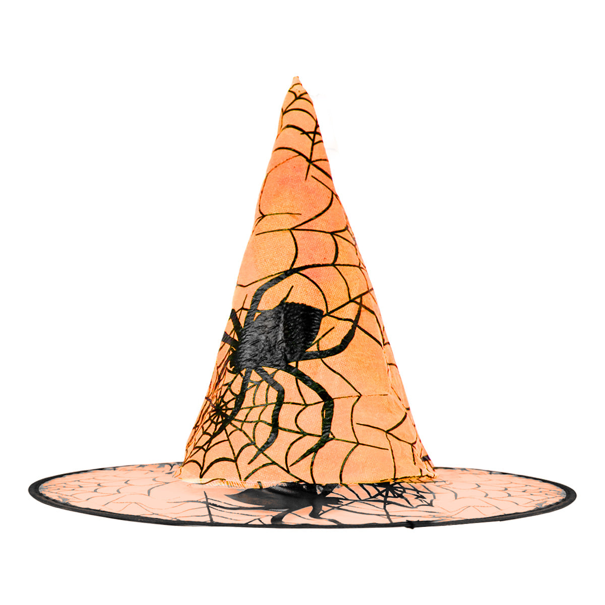 Sombrero de Bruja, Disfraz, Diseño Telaraña, Color Naranja