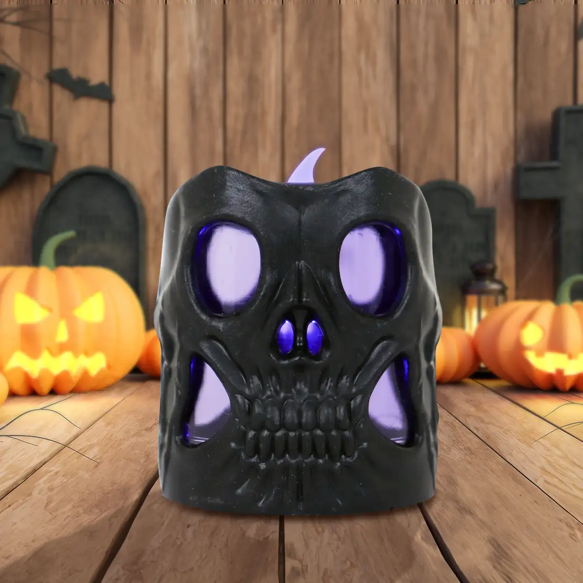 Calavera de Plástico, Vela, Color Negro