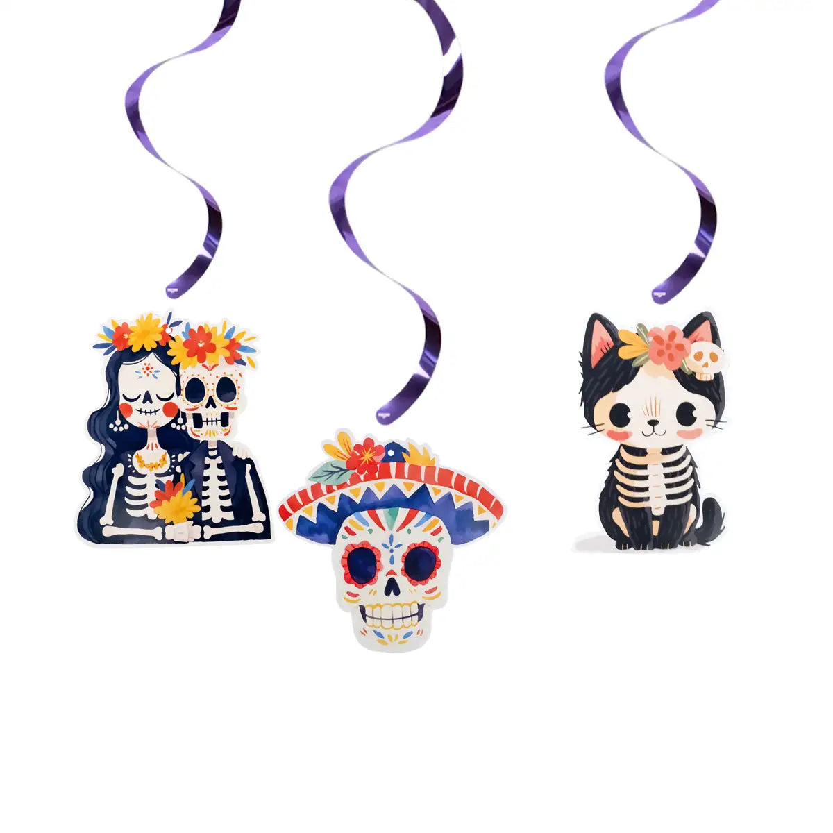 Gatito Catrín, Decoraciones Colgantes con Espiral, 3 pzas