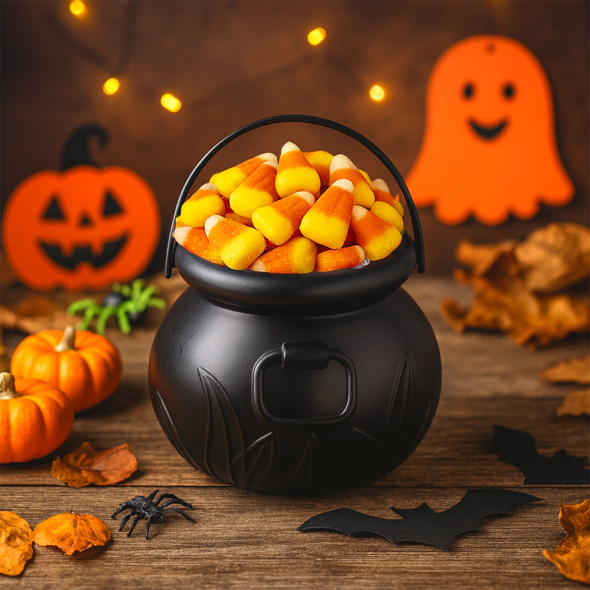 Mini Calderos de Plástico, Halloween, Color Negro