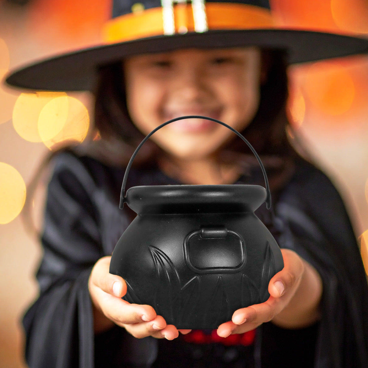 Mini Calderos de Plástico, Halloween, Color Negro