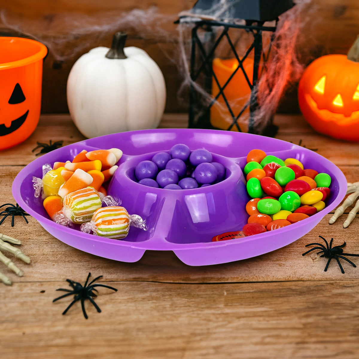 Plato Botanero Redondo con 4 Compartimentos, Halloween