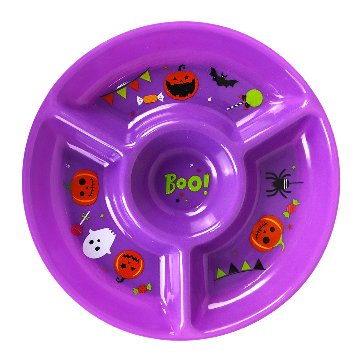 Plato Botanero Redondo con 4 Compartimentos, Halloween