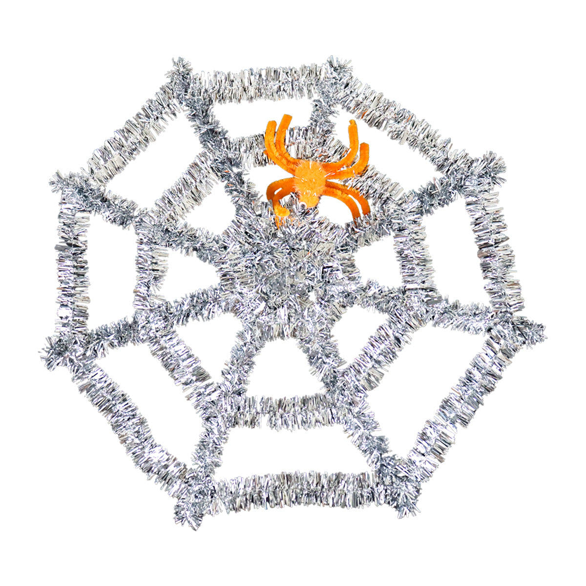 Telaraña de Tinsel con Araña, Adorno, Color Plata