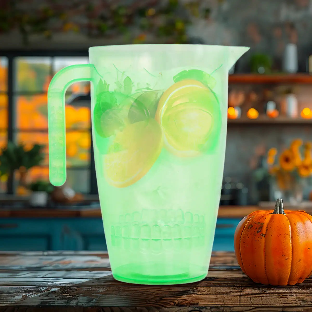 Jarra de Plástico con Forma de Calavera, Halloween, Fosforescente