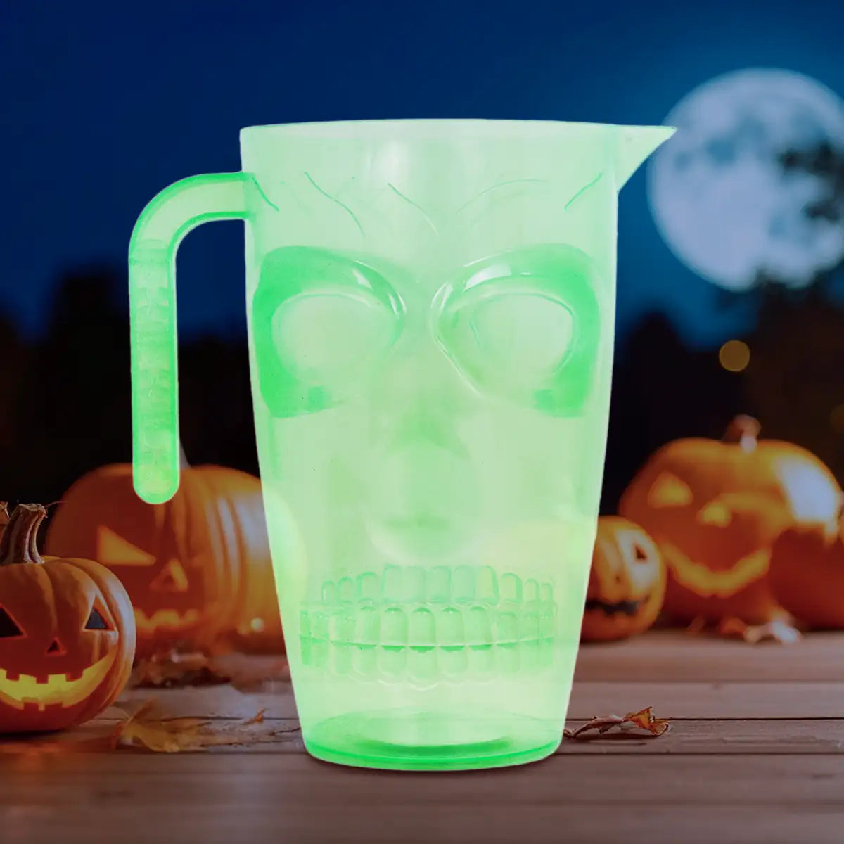 Jarra de Plástico con Forma de Calavera, Halloween, Fosforescente