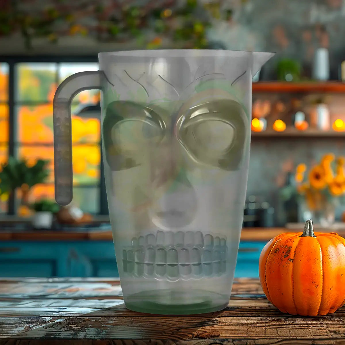 Jarra de Plástico con Forma de Calavera, Halloween, Color Gris