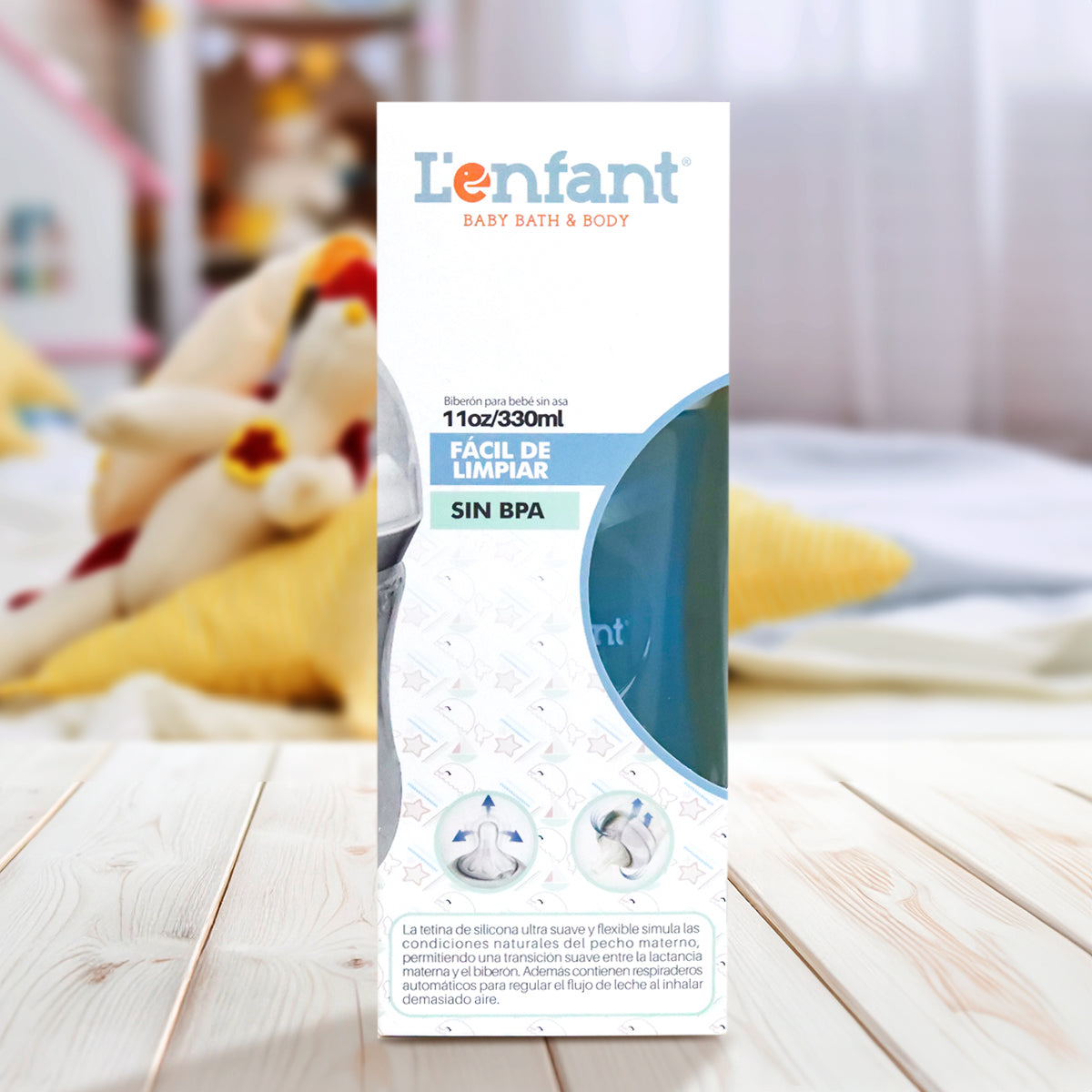 Biberón L'enfant, Color Azul, 330 ml