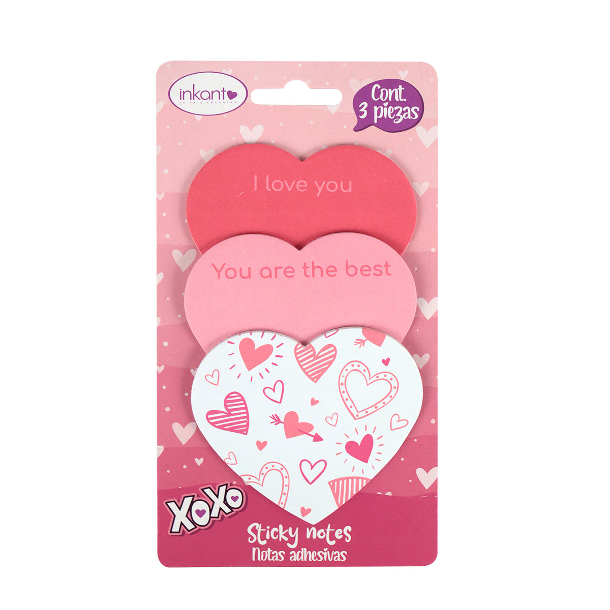 Set de notas adhesivas en forma de corazón 8cm 3 piezas