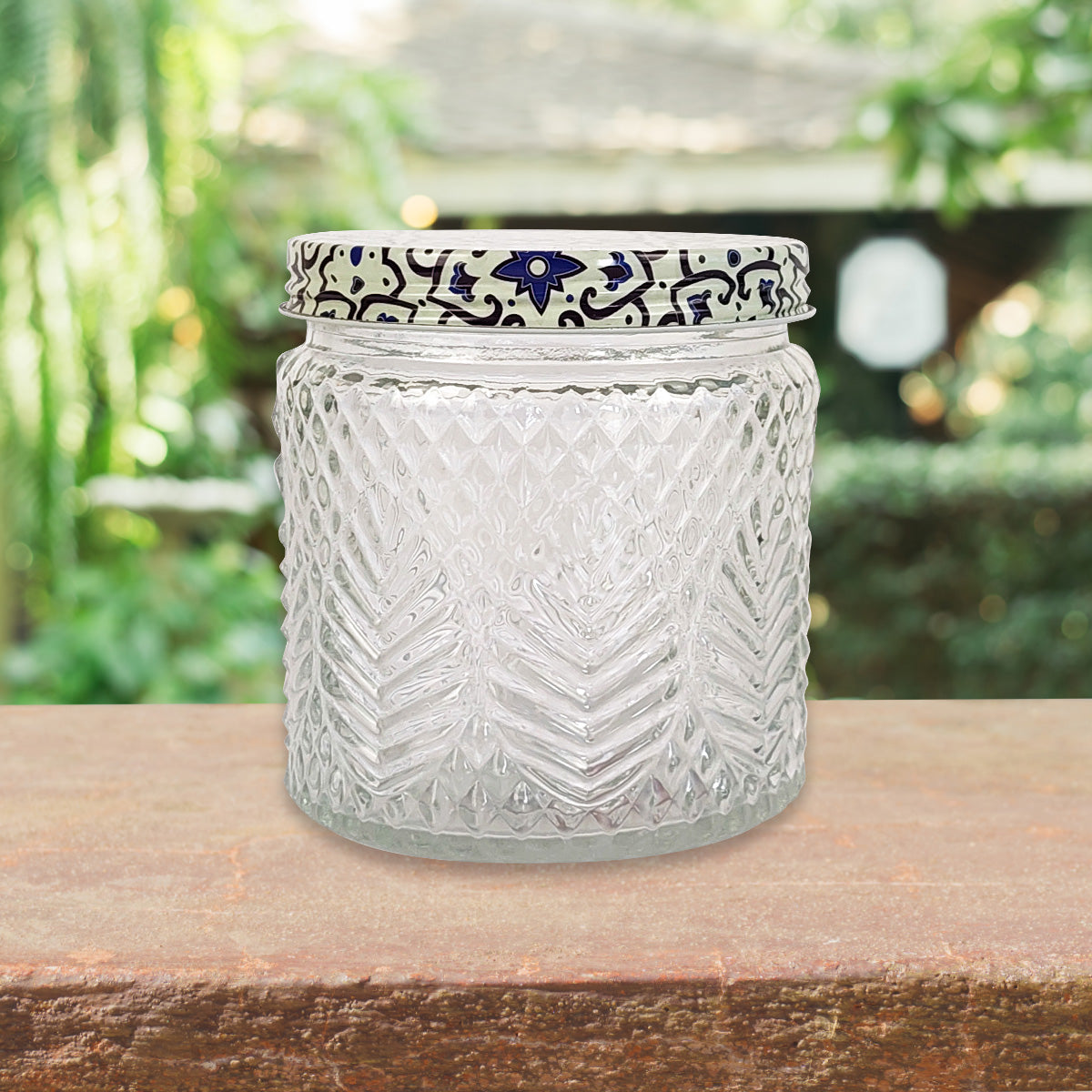 Frasco de Cristal con Tapa Decorada, 600 ml