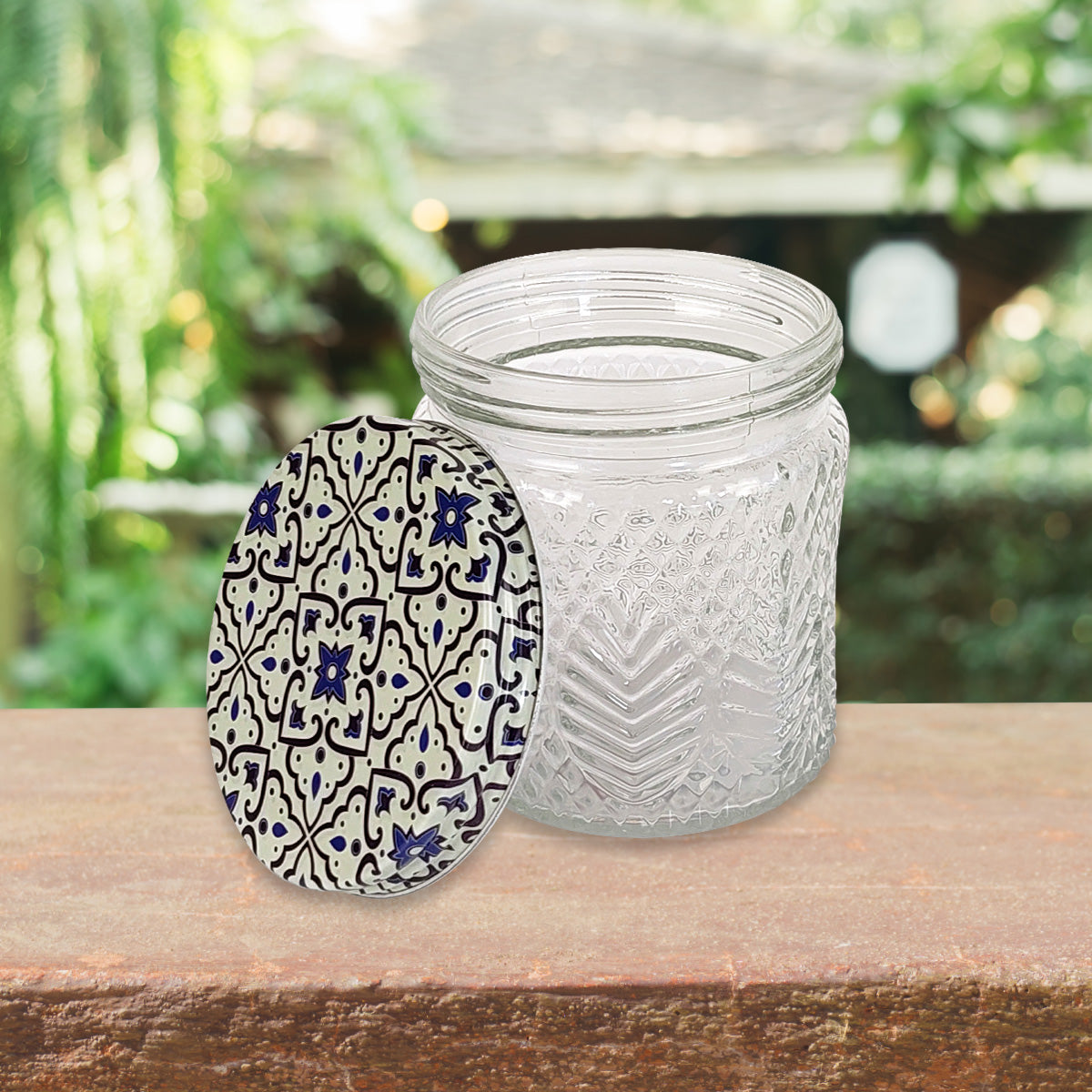 Frasco de Cristal con Tapa Decorada, 600 ml