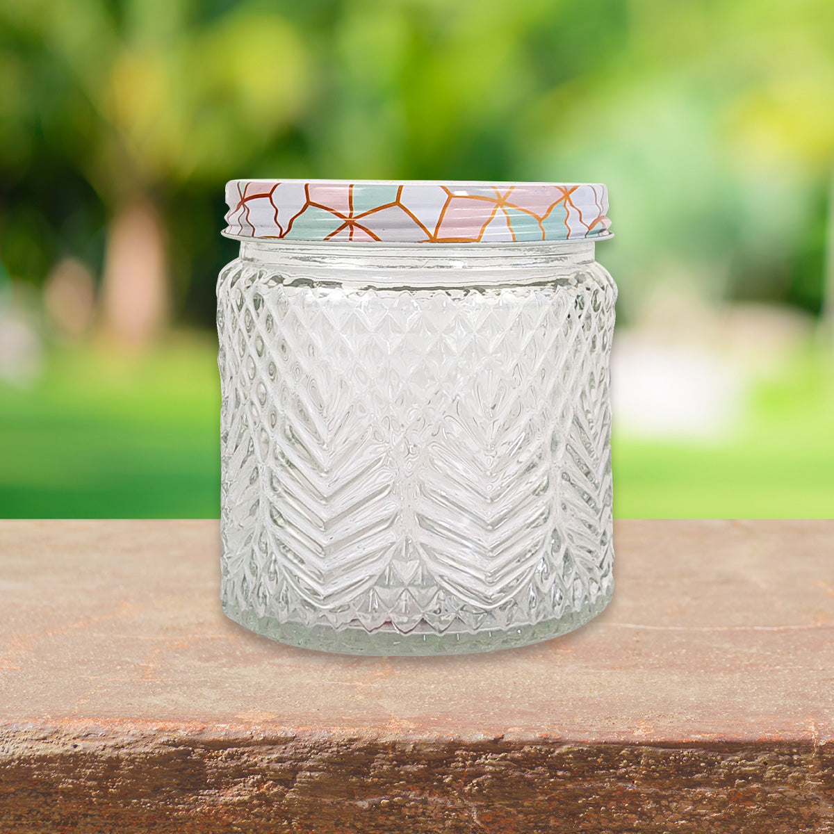 Frasco de Cristal con Tapa Decorada, 600 ml