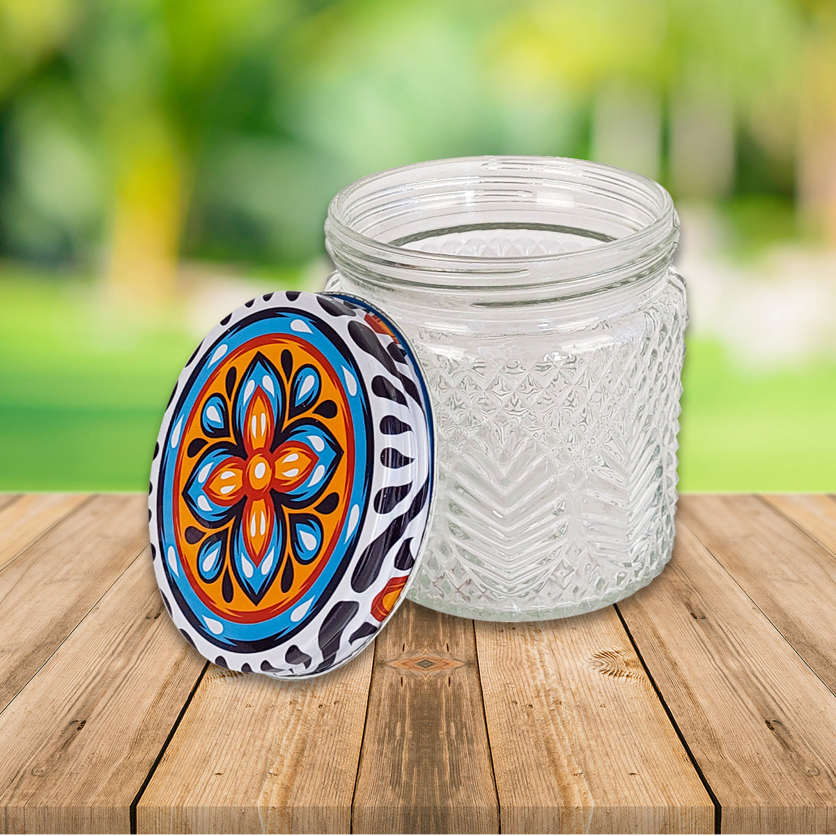 Frasco de Cristal con Tapa Decorada, 600 ml