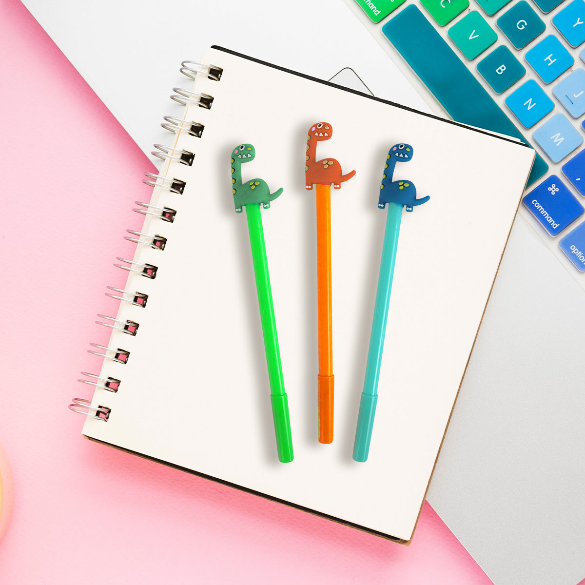 Bolígrafos en forma de Dinosaurio, Tinta Negra, 3 Piezas