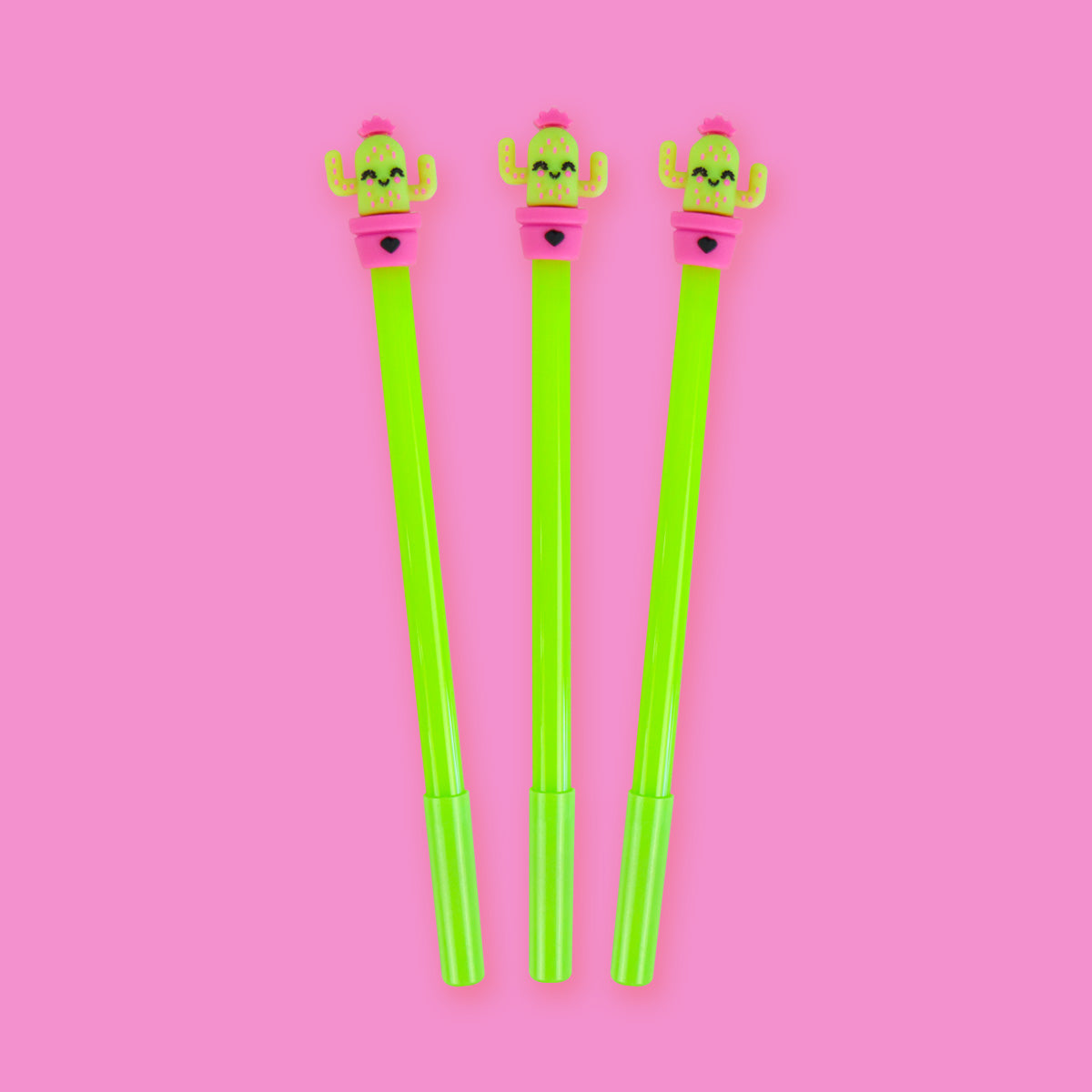 Set de Bolígrafos de Cactus, 3 piezas, Color Verde