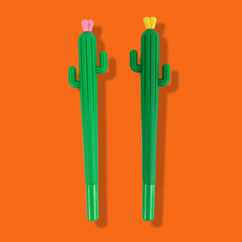 Bolígrafos en forma de Cactus, Tinta Negra en Gel, 3 Piezas