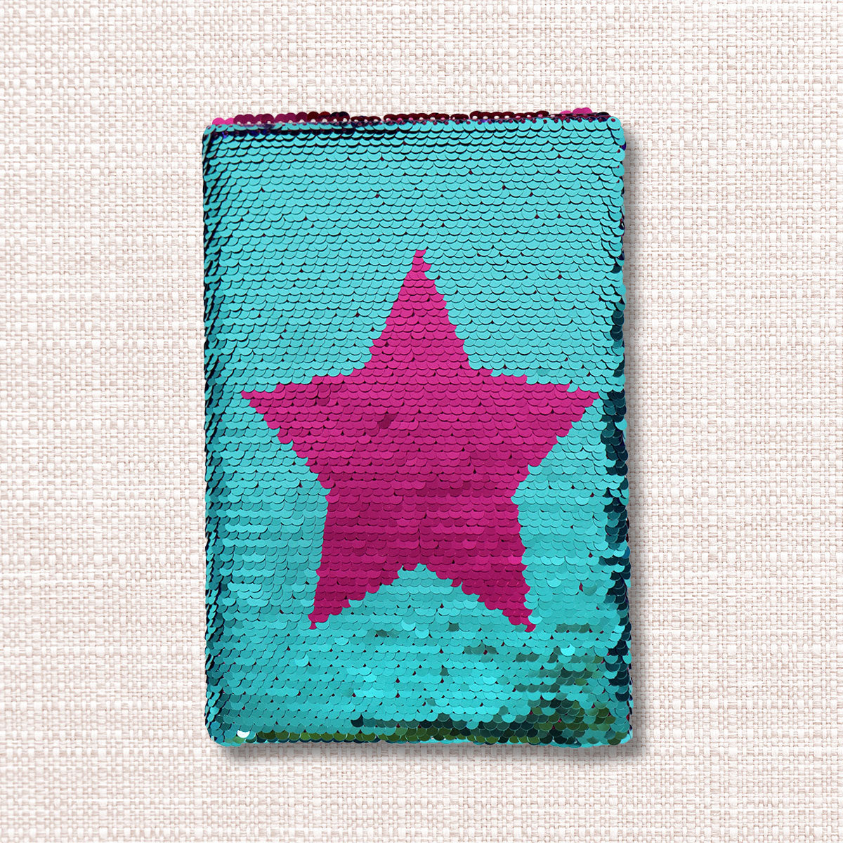 Cuaderno de Lentejuela Color Verde con Diseño de Estrella, 80 Hojas