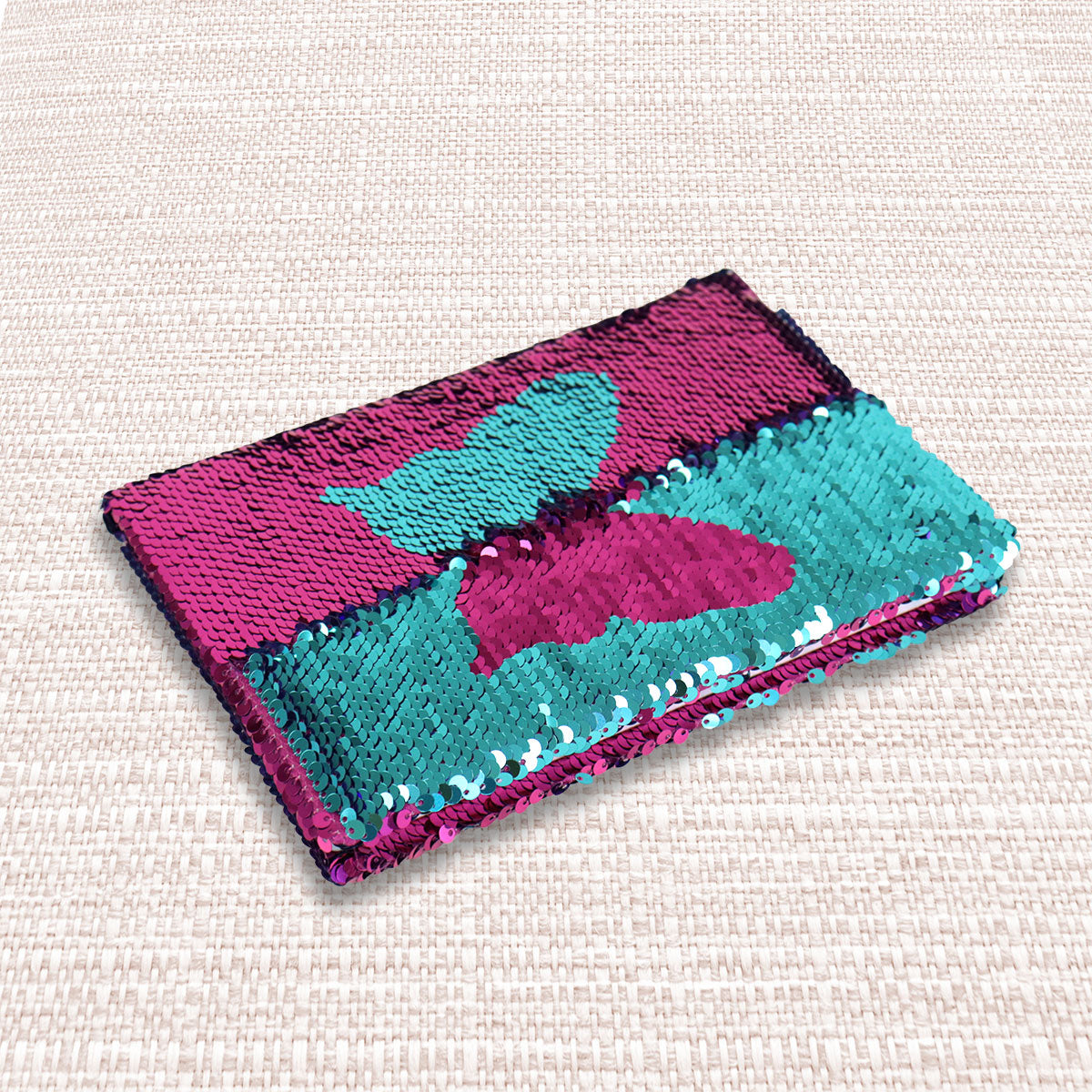 Cuaderno de Lentejuela Color Fiusha con Diseño de Mariposa, 80 Hojas