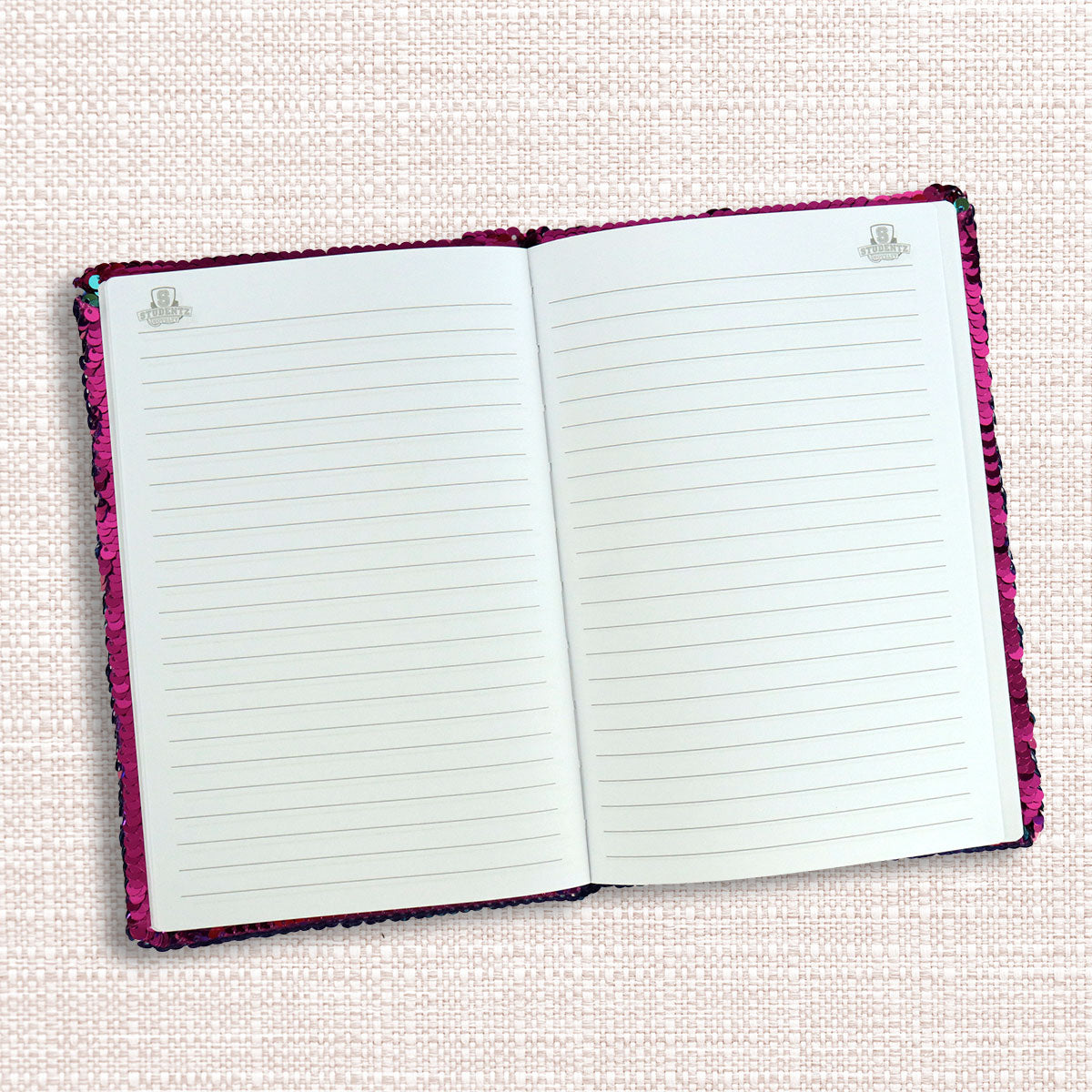 Cuaderno de Lentejuela Color Fiusha con Diseño de Mariposa, 80 Hojas