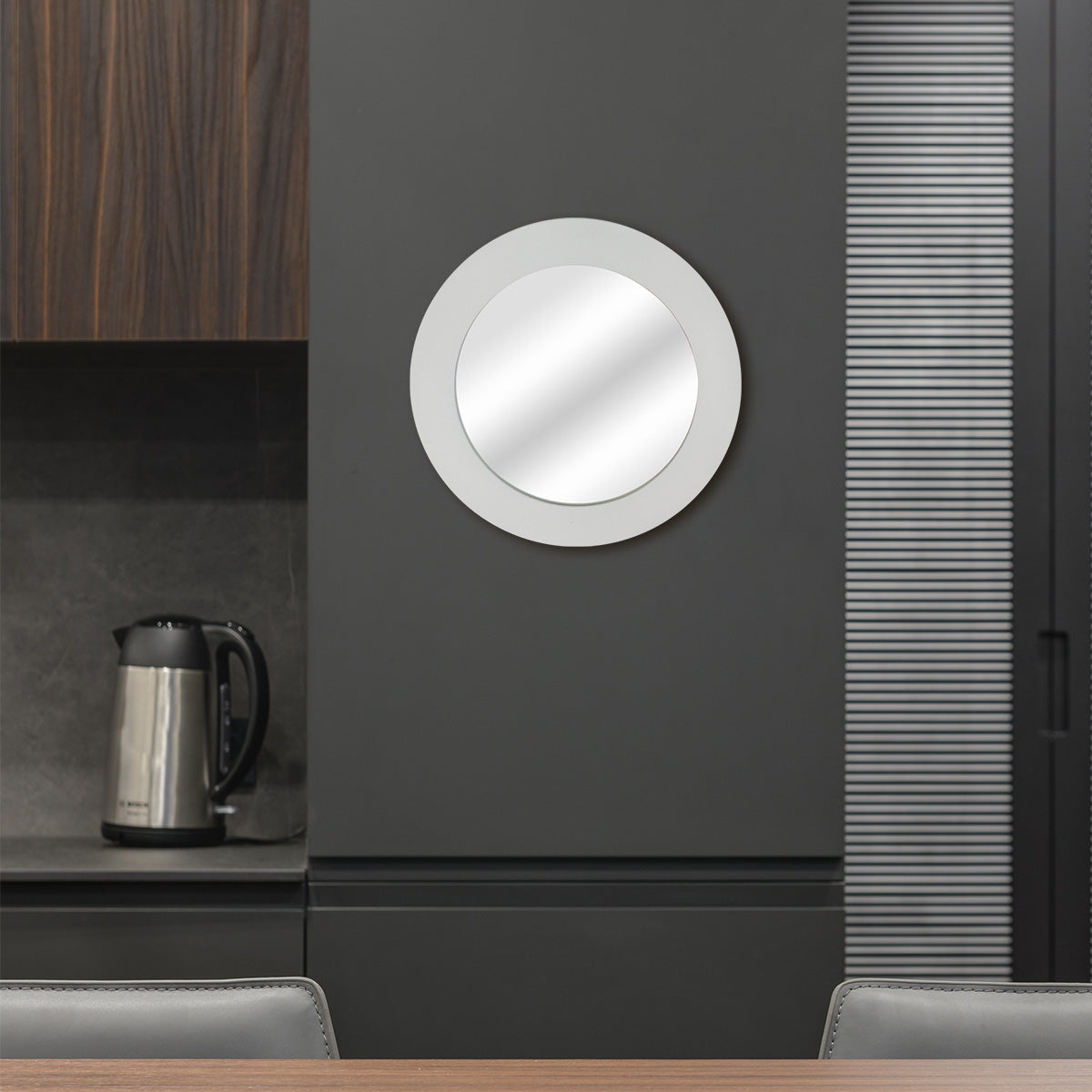 Espejo Redondo con Marco color Blanco