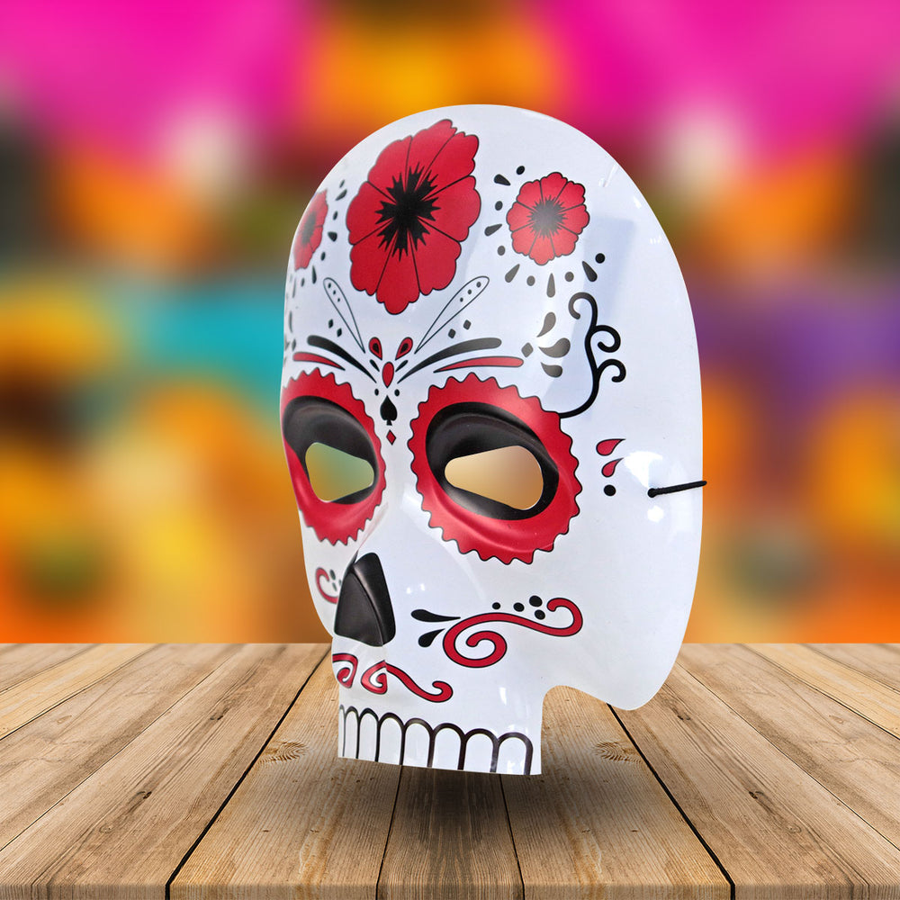 Máscara con Diseño de Calavera, Color Rojo
