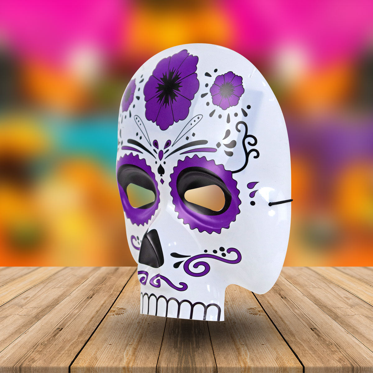 Máscara con Diseño de Calavera, Color Morado