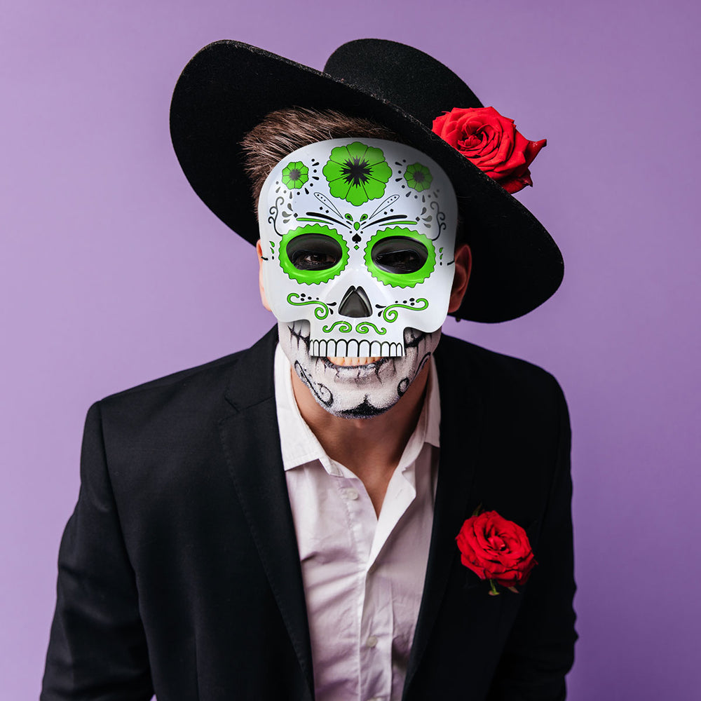 Máscara con Diseño de Calavera, Color Verde
