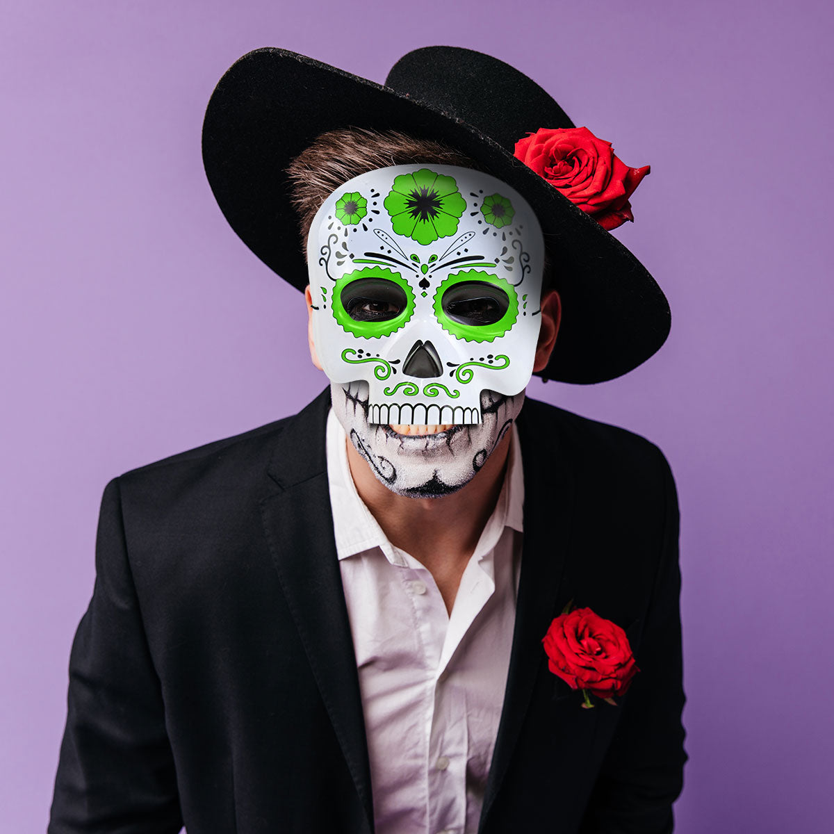 Máscara con Diseño de Calavera, Color Verde