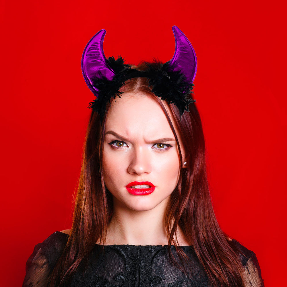 Diadema de Diablo para Halloween color Morado
