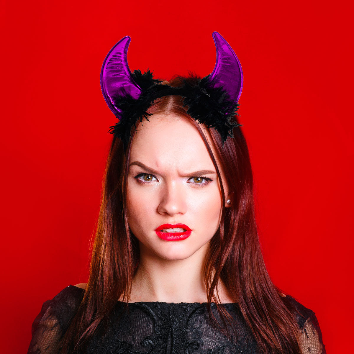 Diadema de Diablo para Halloween color Morado