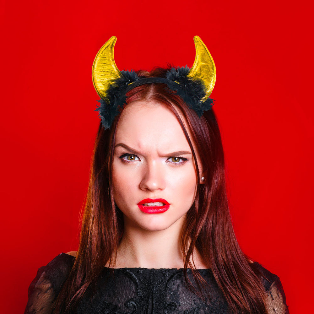 Diadema de Diablo para Halloween color Dorado