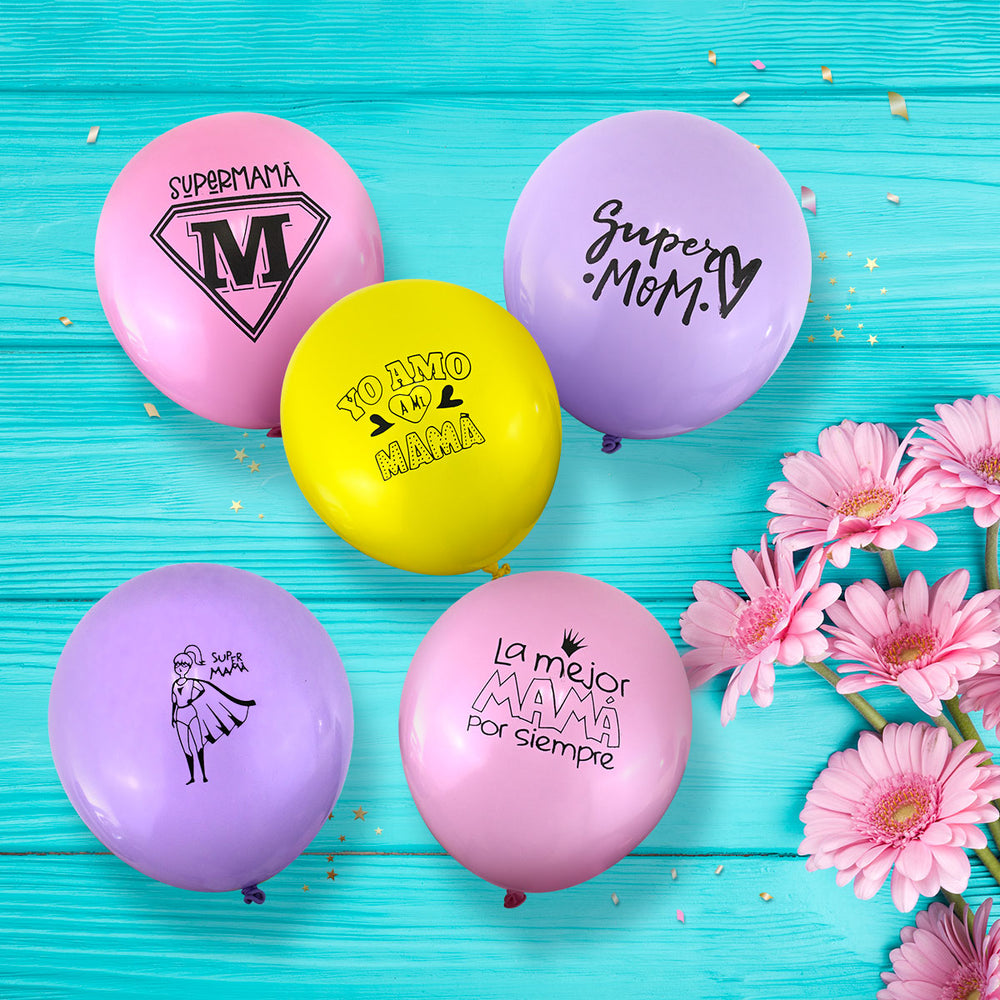 Set de 5 globos Súper Mom, Día de las Madres