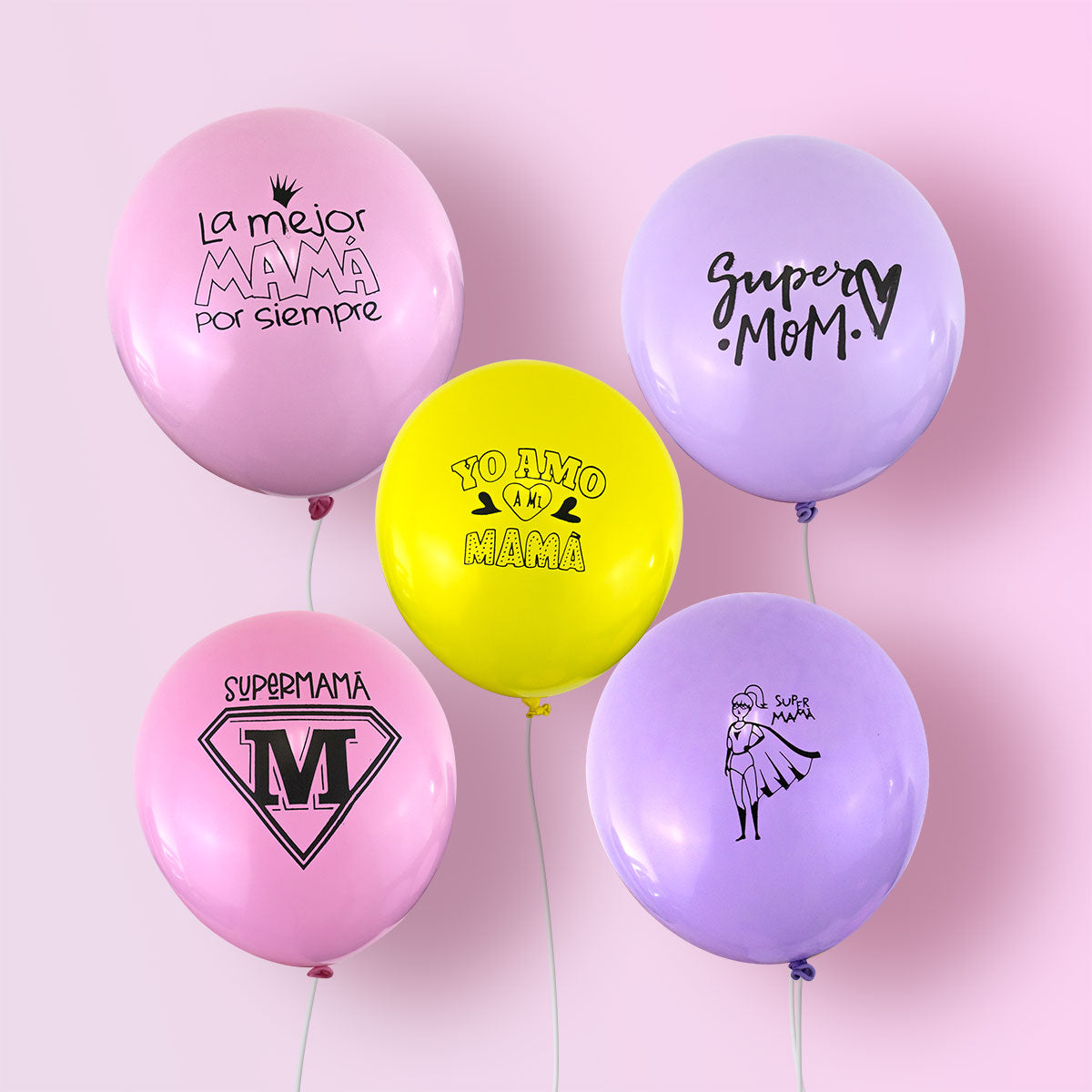 Set de 5 globos Súper Mom, Día de las Madres