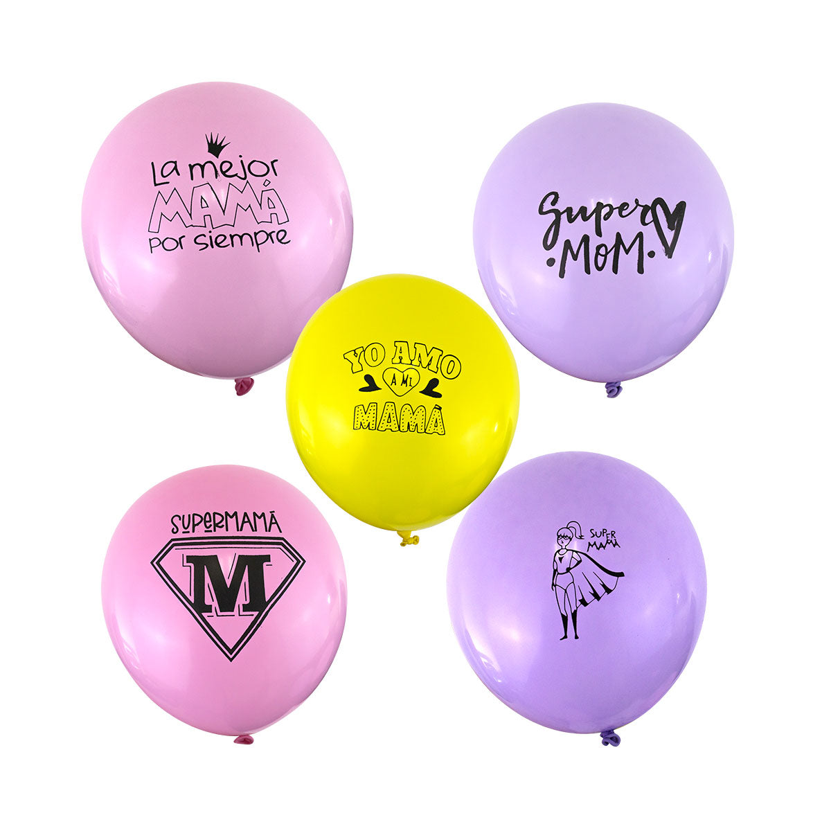Set de 5 globos Súper Mom, Día de las Madres