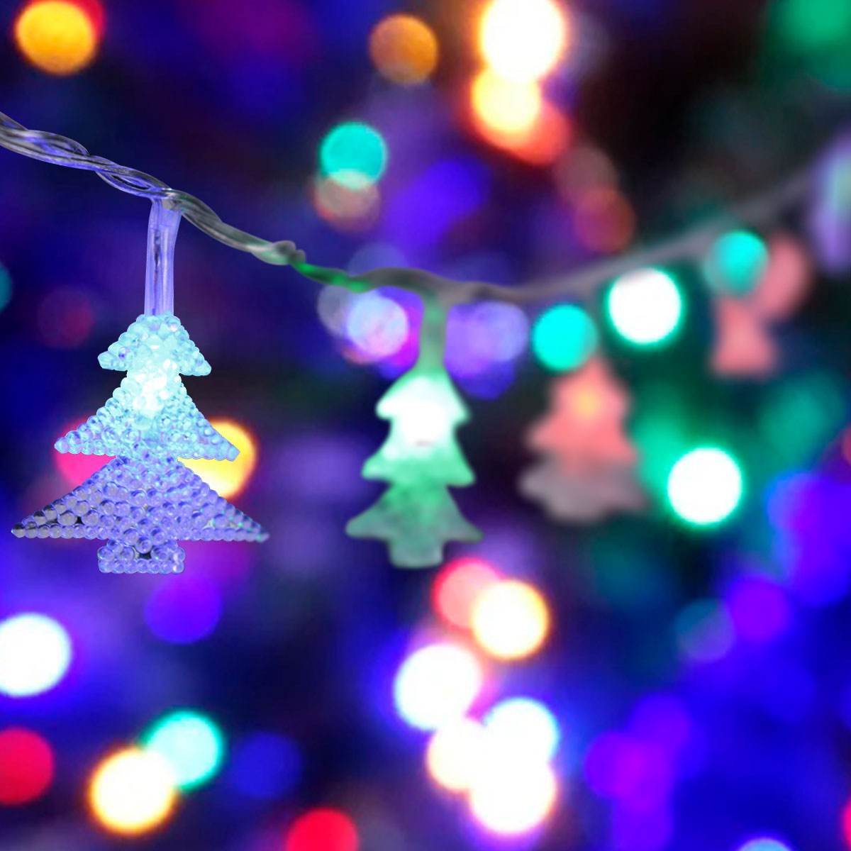 Serie de Luces Led Interconectables en Forma de Árboles de Navidad